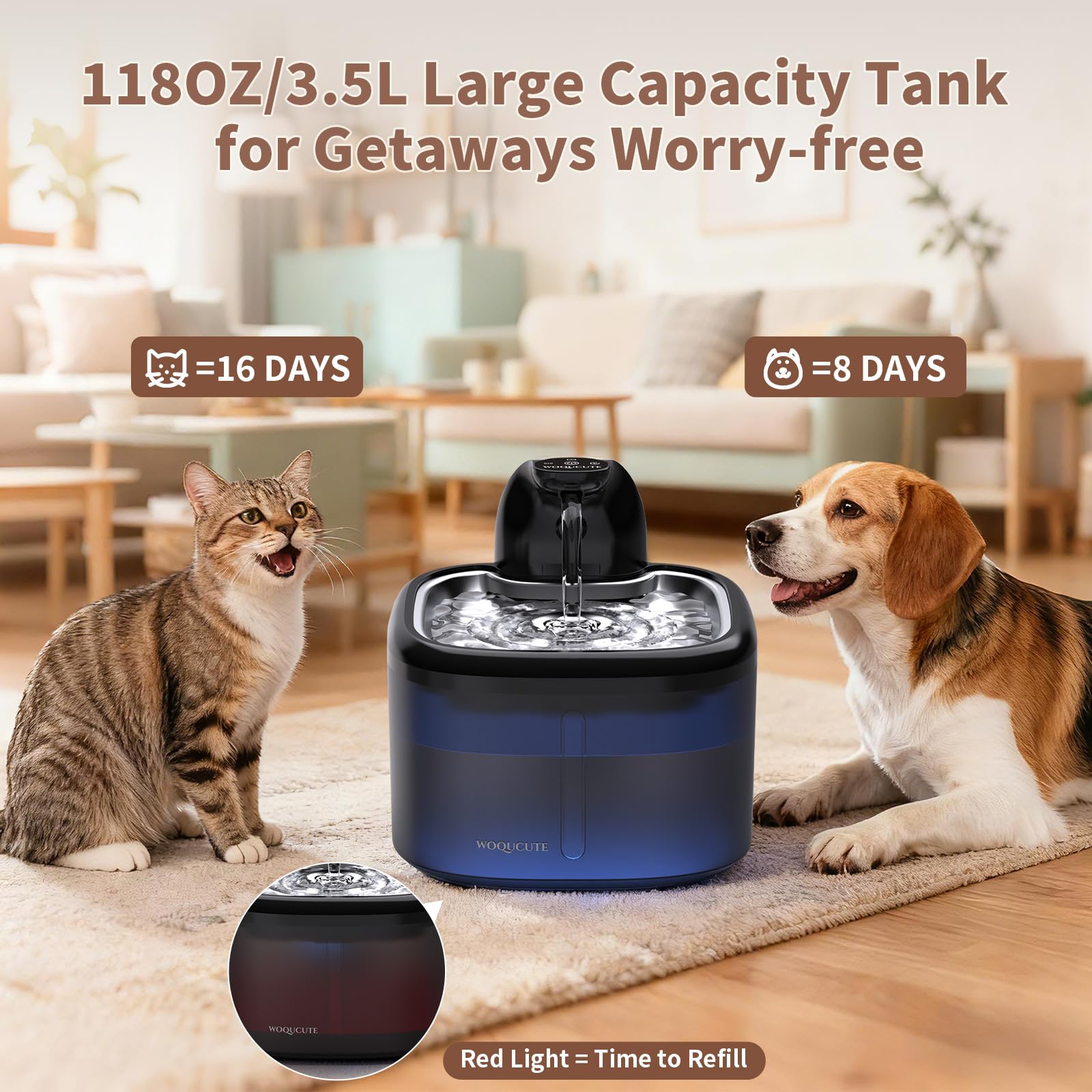 Woqucute upgraded waterfall nozzle enhances attraction and water intake.