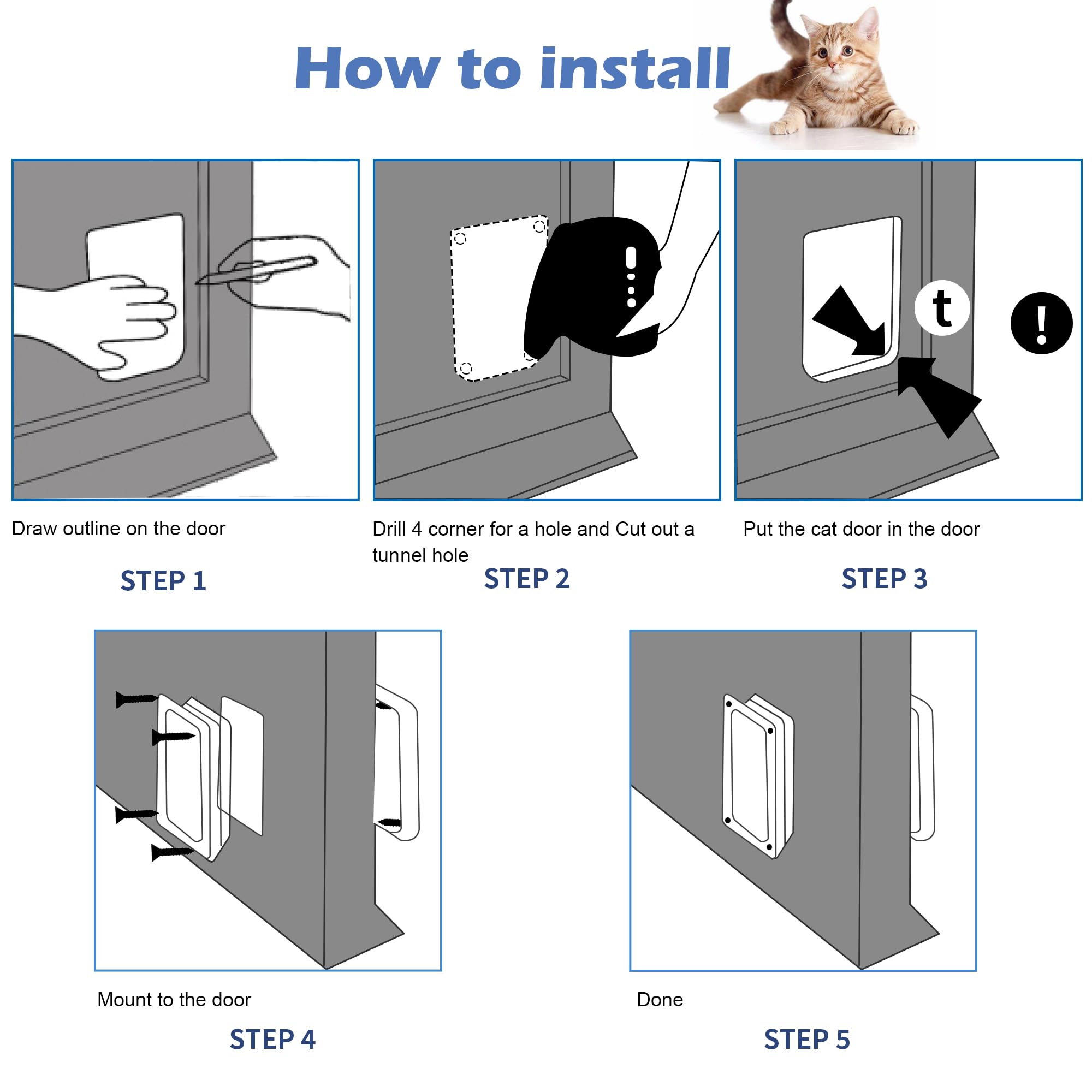 Wordcam X-Large Cat Door weatherproof seal reduces drafts.