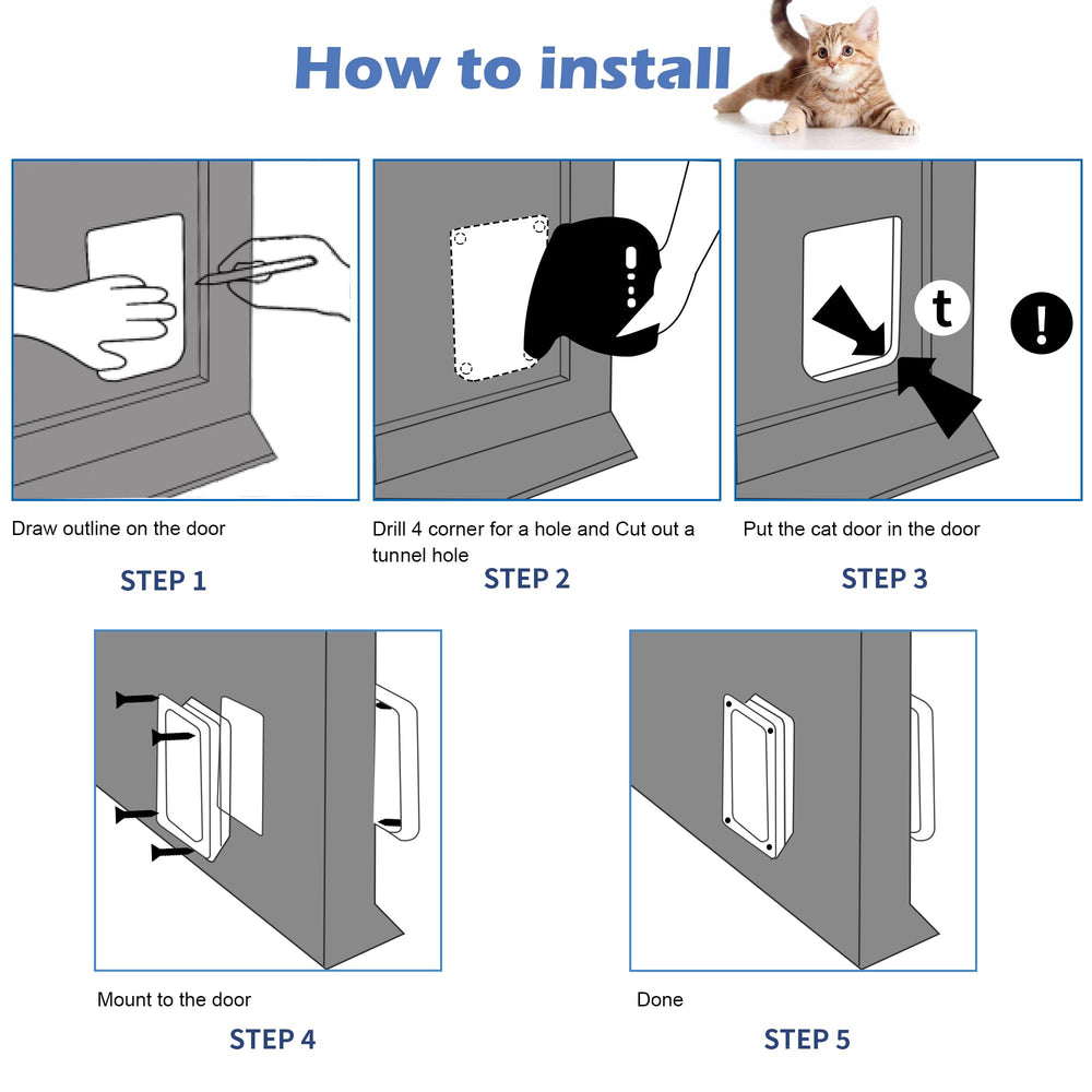 Wordcam X-Large Cat Door weatherproof seal reduces drafts.