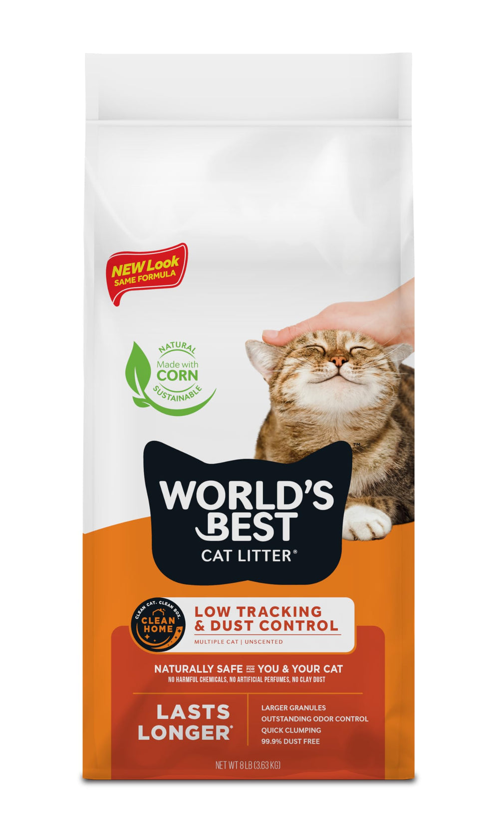 World's Best Cat Litter low-tracking formula in a bowl reduces litter scatter.