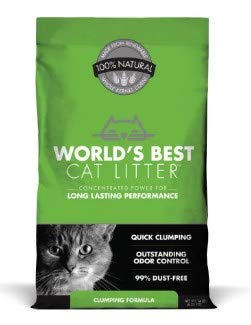 World's Best Cat Litter Original Series 14lb bag showing quick clumping for easy scooping.