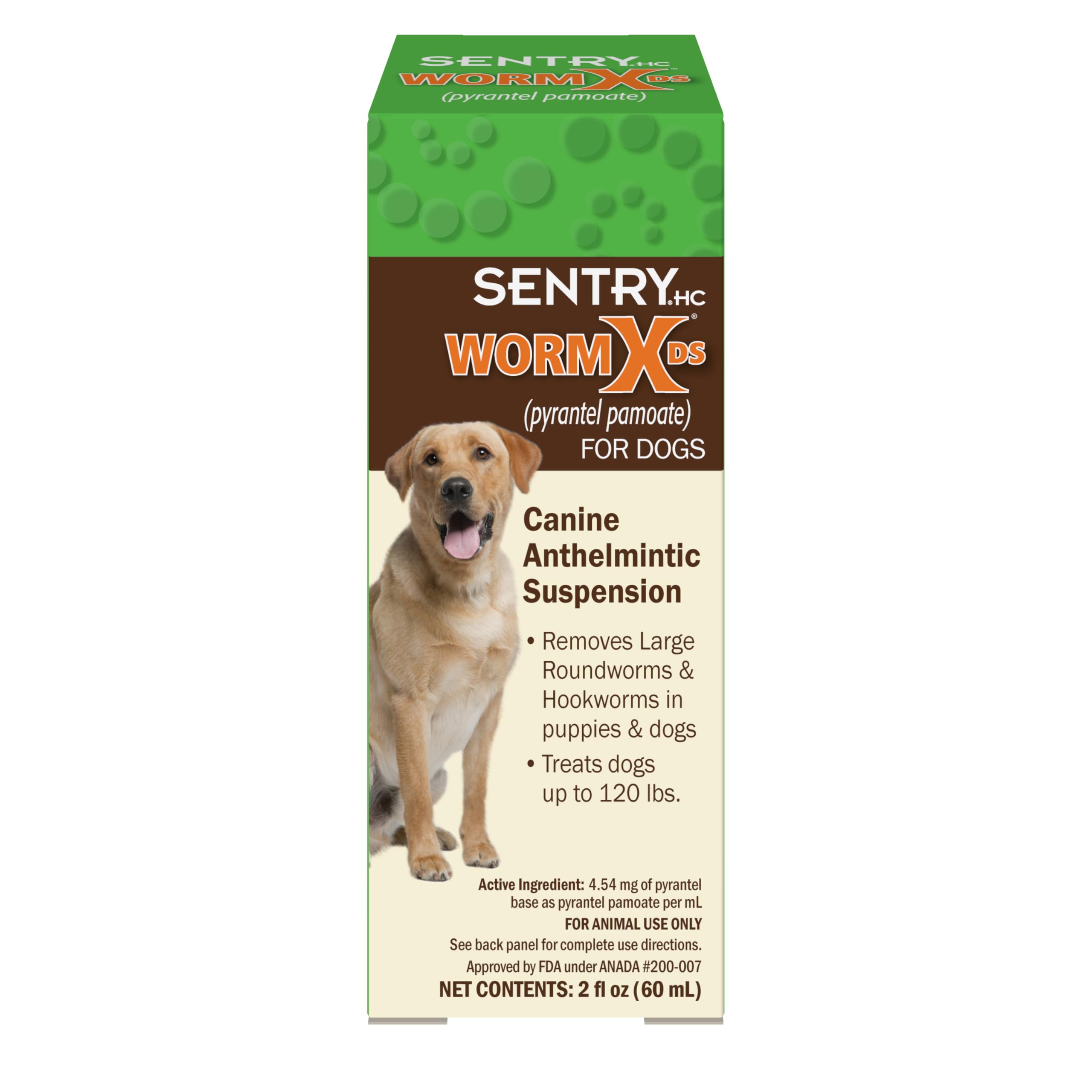WORM X PLUS 7way de-wormer bottle shows broad-spectrum protection for dogs