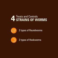 WORM X PLUS 7way de-wormer label close-up highlights broad targets for parasites