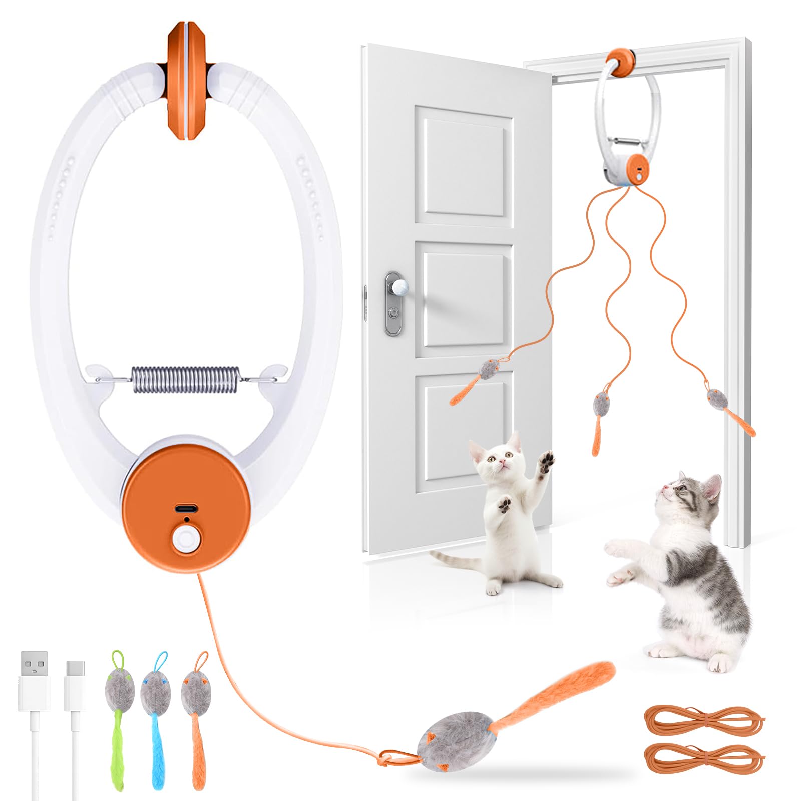 Wortade interactive cat toy door-frame hang offers engaging solo play to reduce indoor boredom.