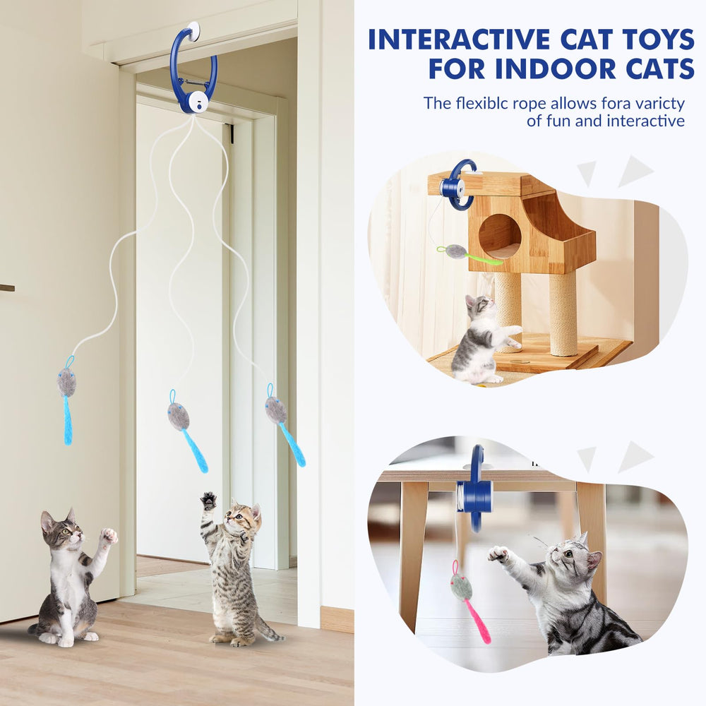 Wortade Interactive Cat Toy with feather mice stimulates hunting-like play