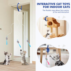 Wortade Interactive Cat Toy with feather mice stimulates hunting-like play