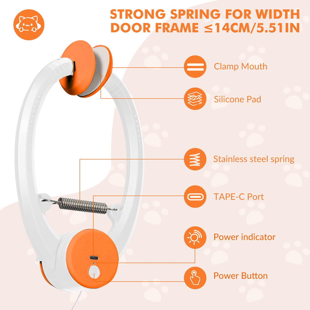 Wortade interactive cat toy hanging-application supports versatile setups on doors, arches, or furniture.