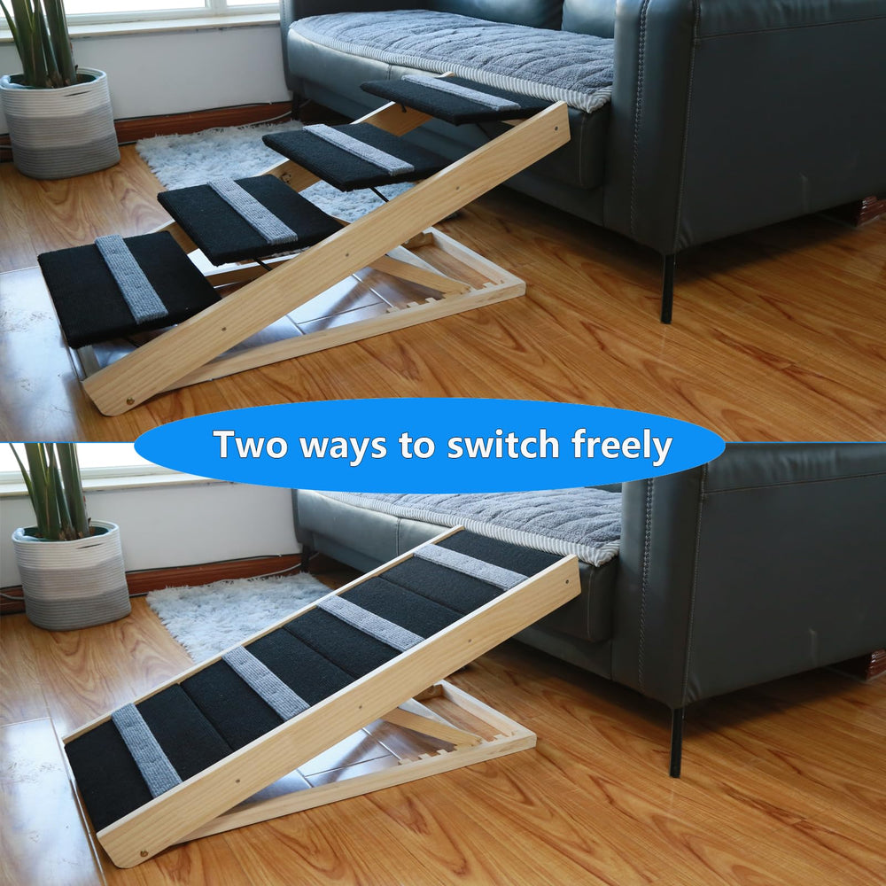 Wotunest upgrade 2-in-1 pet ramp portable for car trips and couch access.