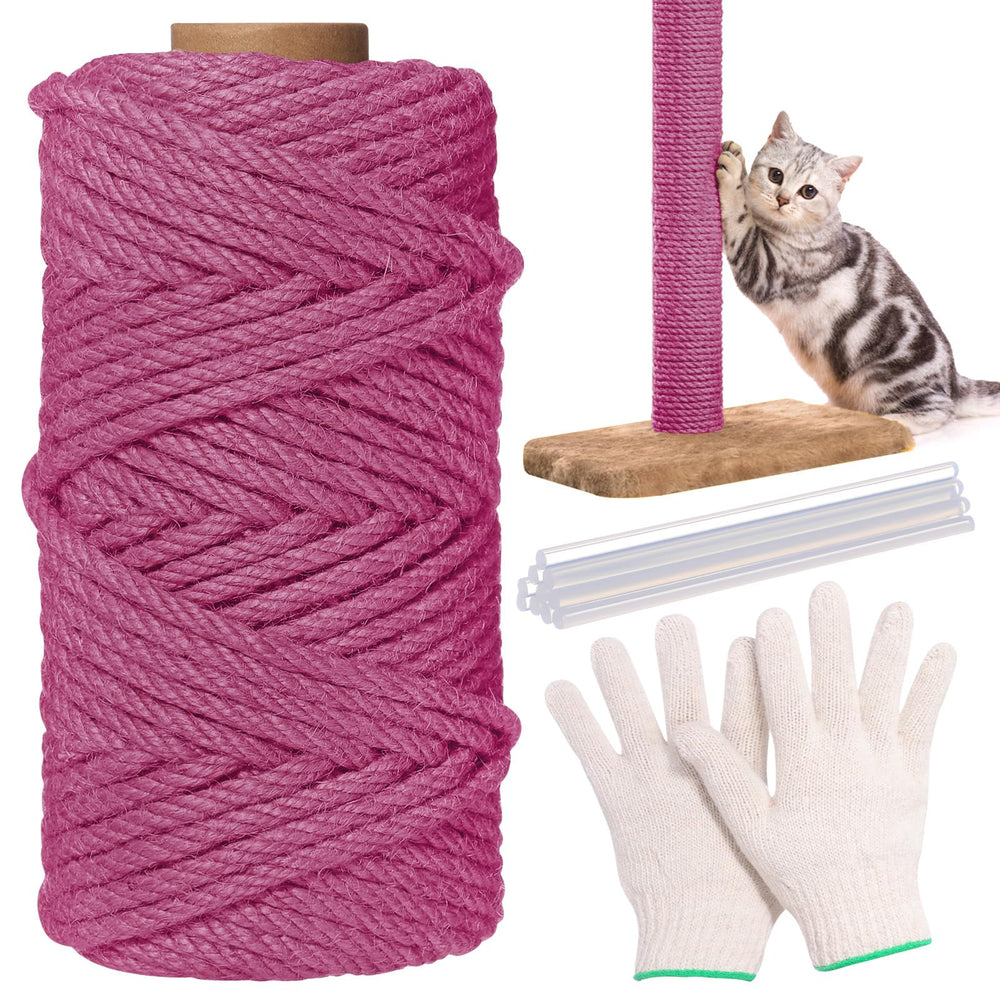 Wowangce 1/4in pink hemp rope for cat-tree replacement.