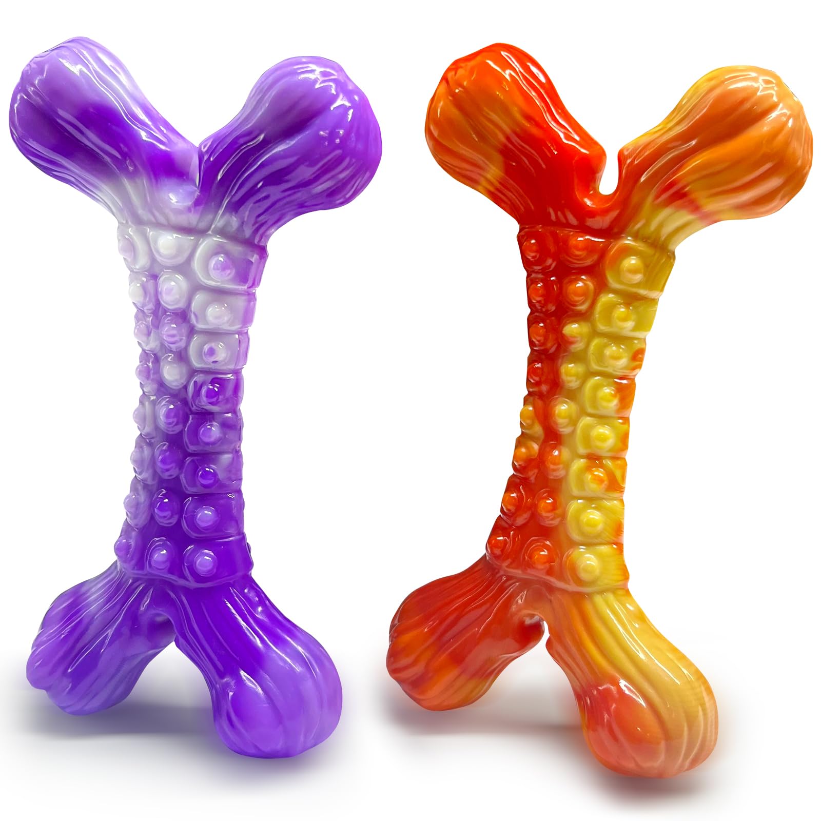 WOWBALA two-pack nylon bone chew toy for aggressive chewers in action.