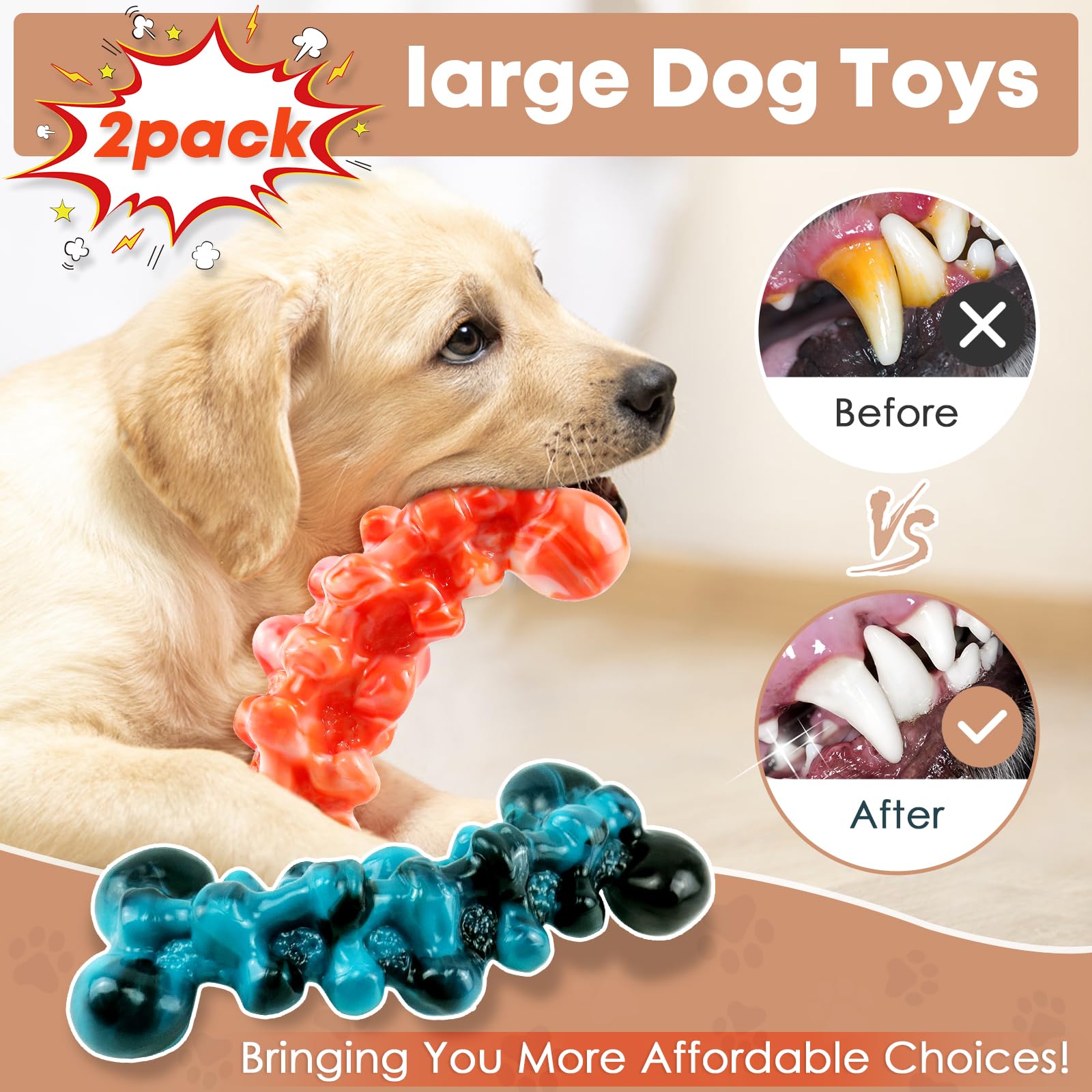 WOWBALA indestructible dog toy with milk flavor offers durable, pleasant chewing