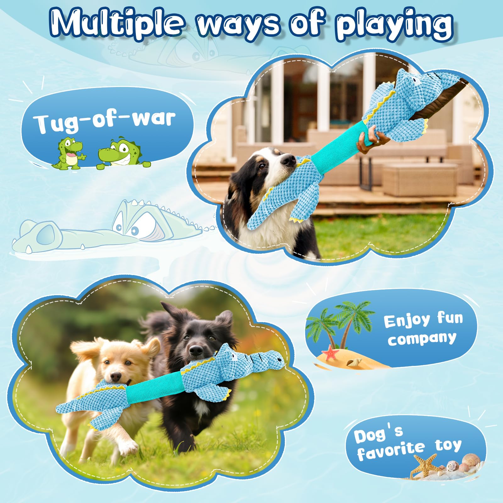 WOWBALA cocodrilo azul cuerpo extensible para juego táctil.