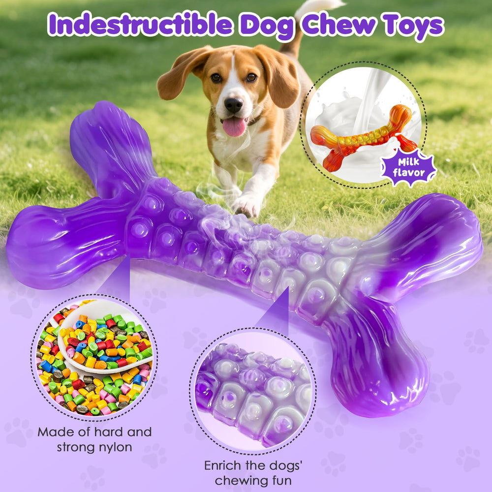 WOWBALA near-indestructible milk-flavored chew toy attracts dogs during play.