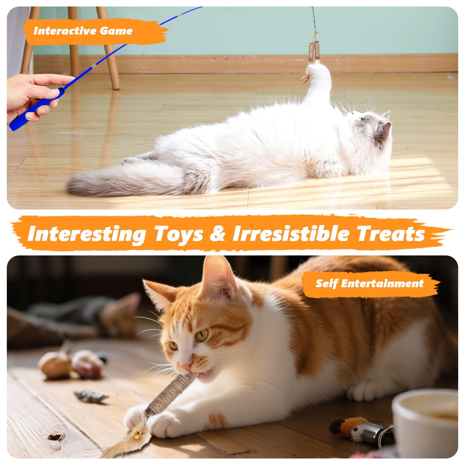 WOWF cat teaser wand — classic wand play to boost activity and bonding