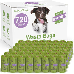 Wowflash lavender scented poop bags rolls for easy, odor-controlled pet cleanup on walks.