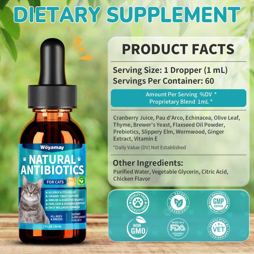 Woyamay antibiotics for cats natural recovery-supporting formula without GMOs or artificial additives