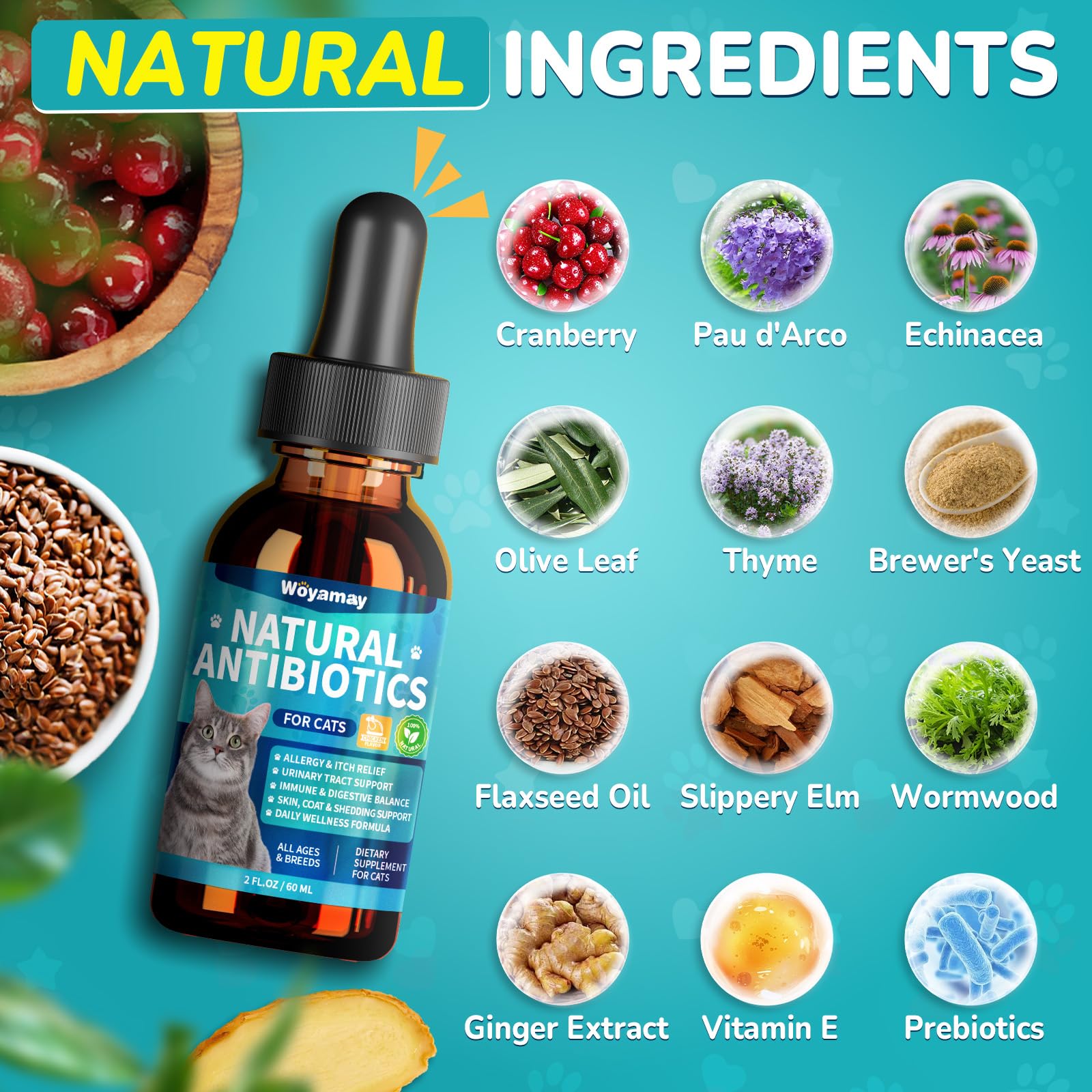 Woyamay antibiotics for cats liquid blends easily into meals for stress-free dosing