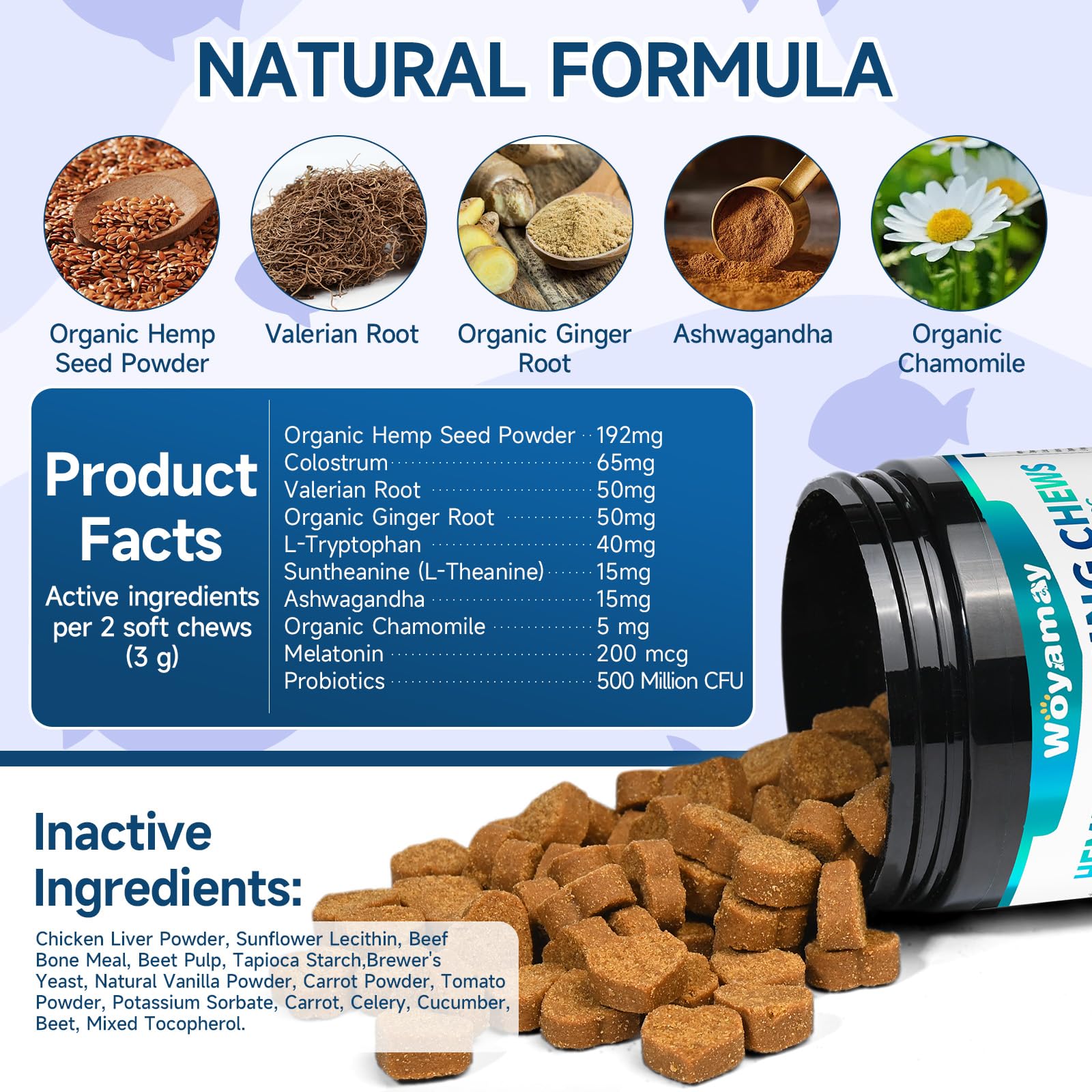 Woyamay cat calming treats for travel stress relief during transit