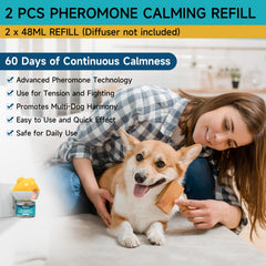 Woyamay refills 2x48ml in-use bottles enabling quick, safe dog anxiety relief.