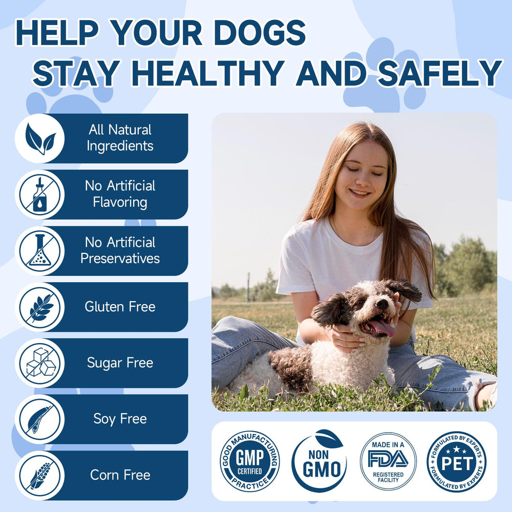 Woyamay Dog Probiotic chews package shot suggests long-term gut support potential.