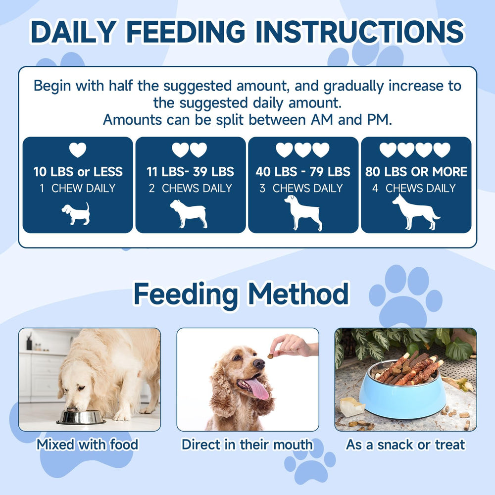 Woyamay Dog Probiotic chews with flaxseed emphasizes fiber for digestion.