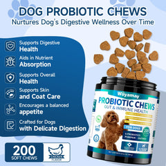 Woyamay Dog Probiotic chews treat close-up indicating a tasty gut health option.