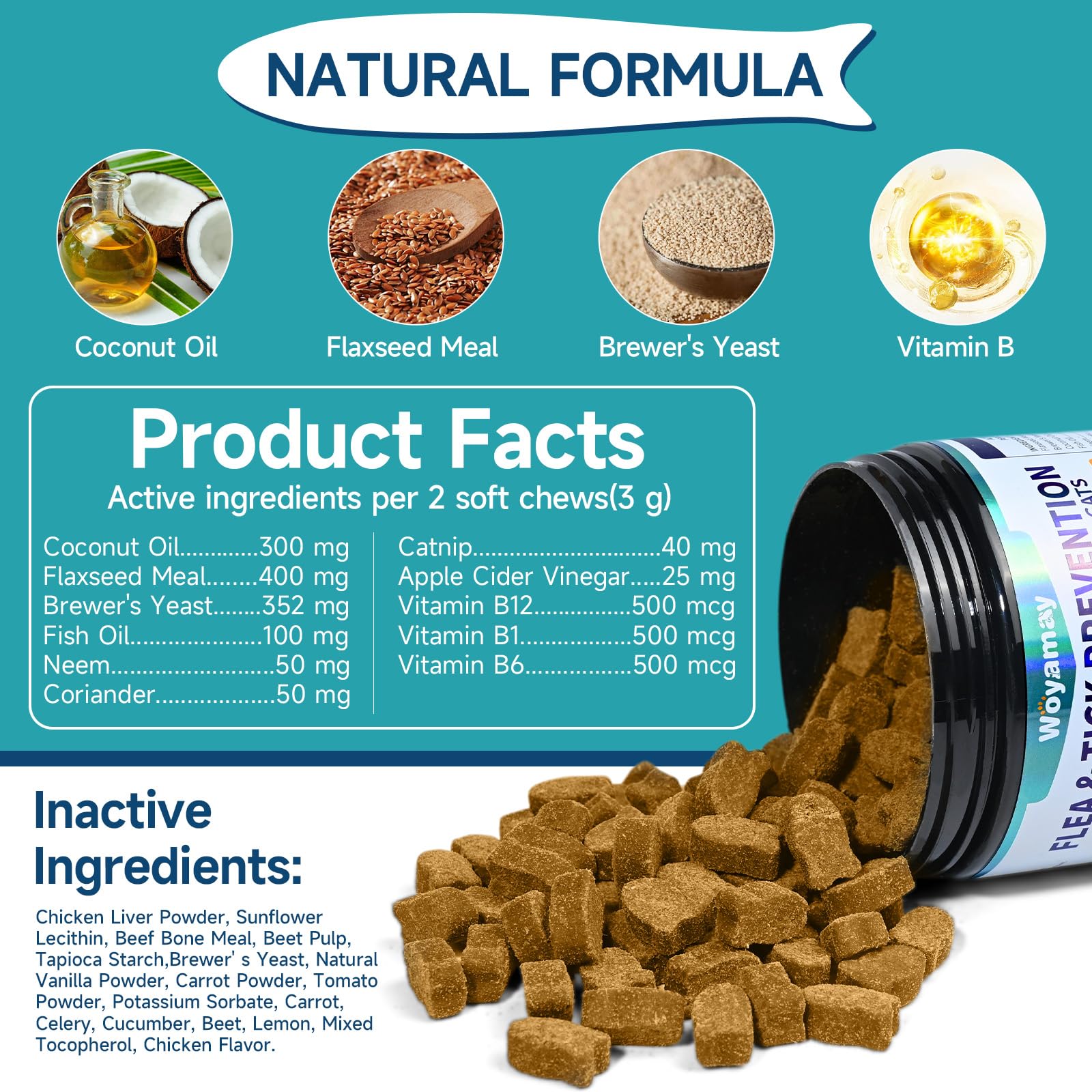 Woyamay flea-tick chews daily routine simplifies preventive care.