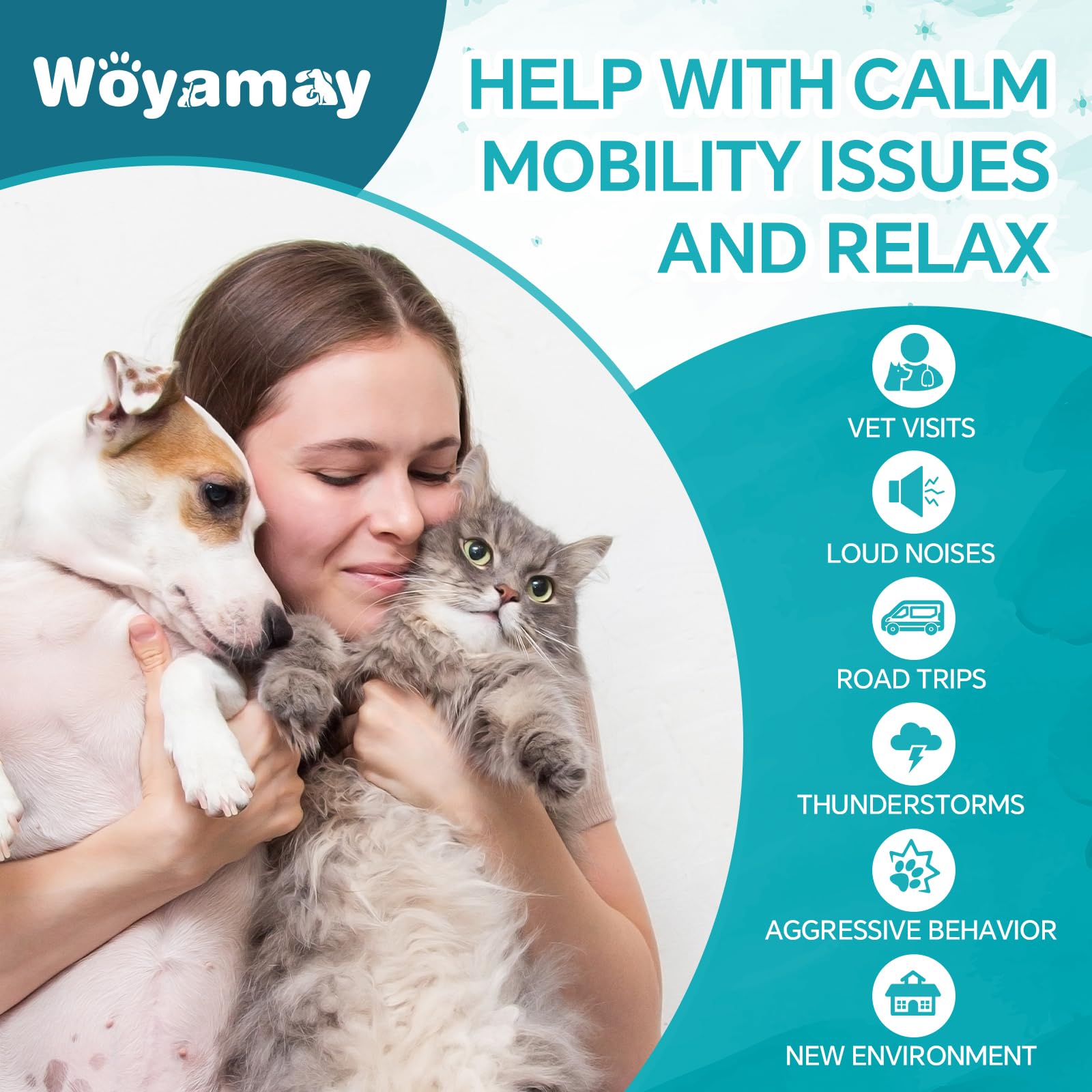 Woyamay hemp oil drops joint mobility support implies easier movement for aging pets