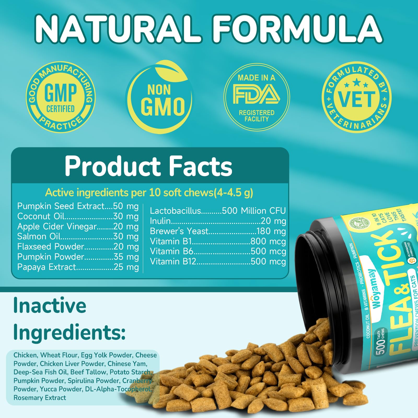 Woyamay probiotics 500M CFU image emphasizing digestion support.