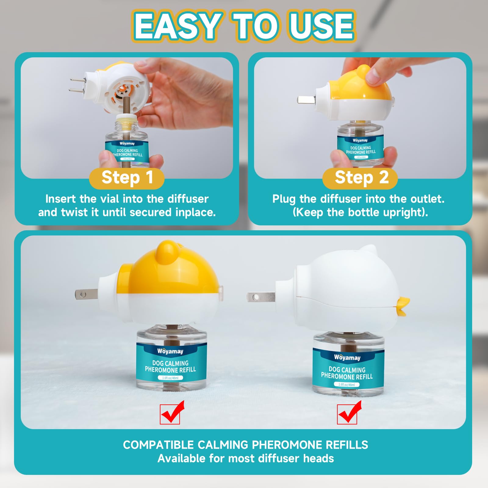 Woyamay two-refill kit provides up to 60 days of continuous calming.