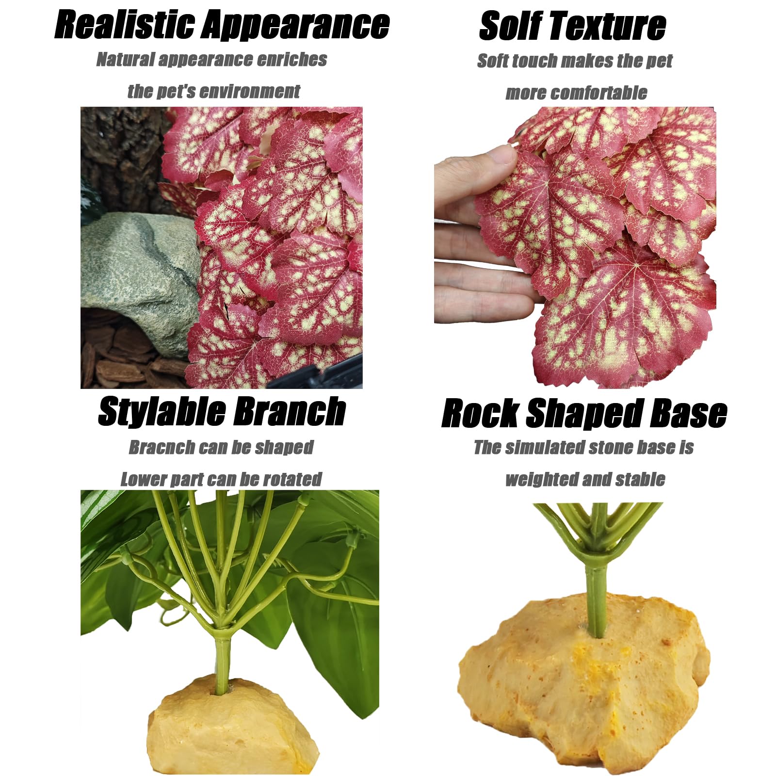 Woyrise bearded dragon-crested gecko decor highlights versatile habitat enhancement.