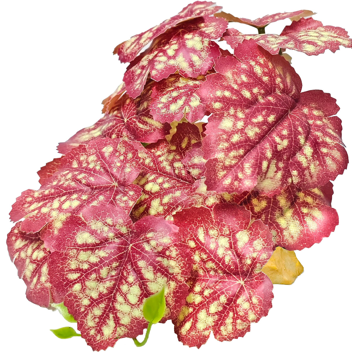 Woyrise fake pink Heuchera terrarium plant adds realistic color and hiding spaces.