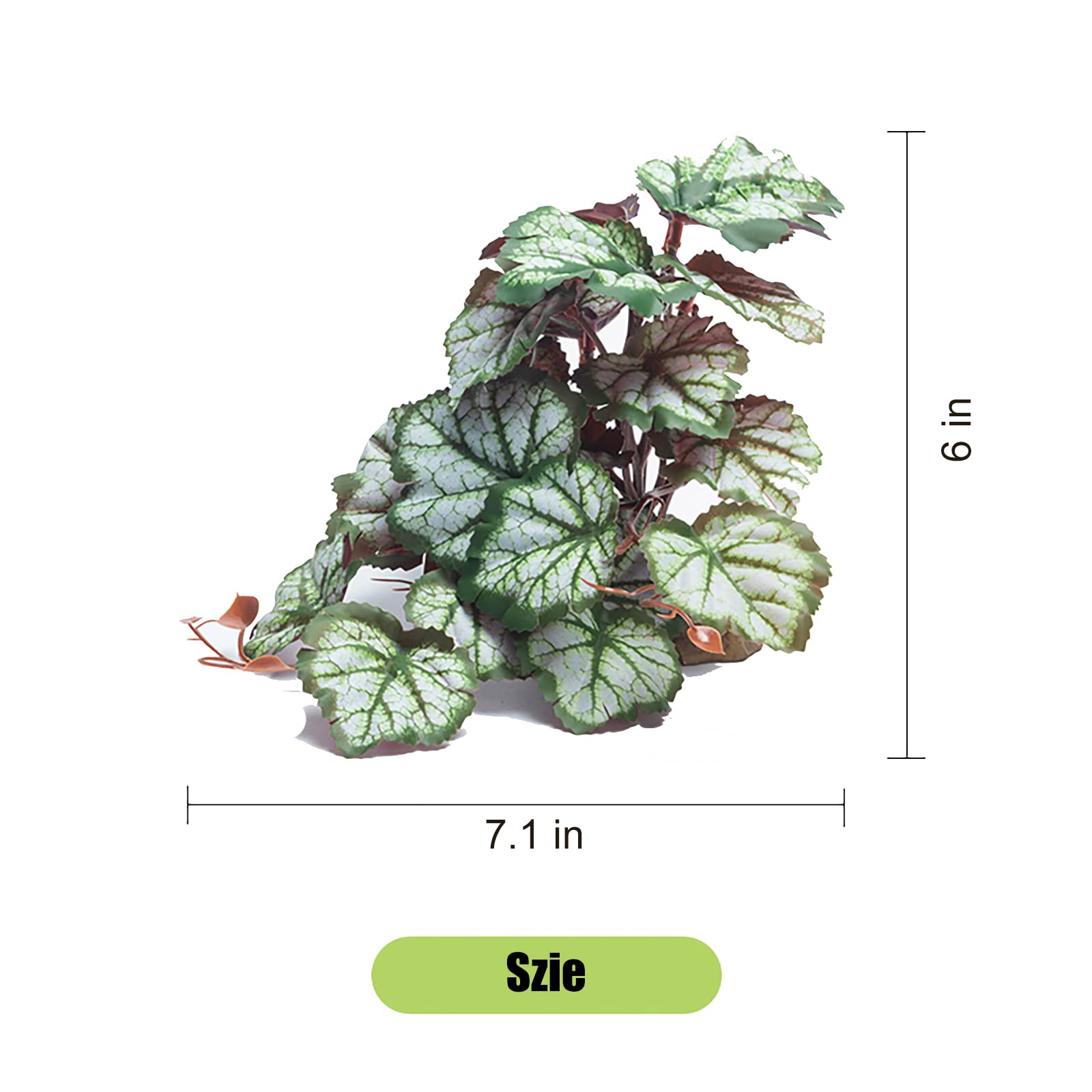 Woyrise reptile artificial plant complete scene shows harmonious leaves and base in habitat.