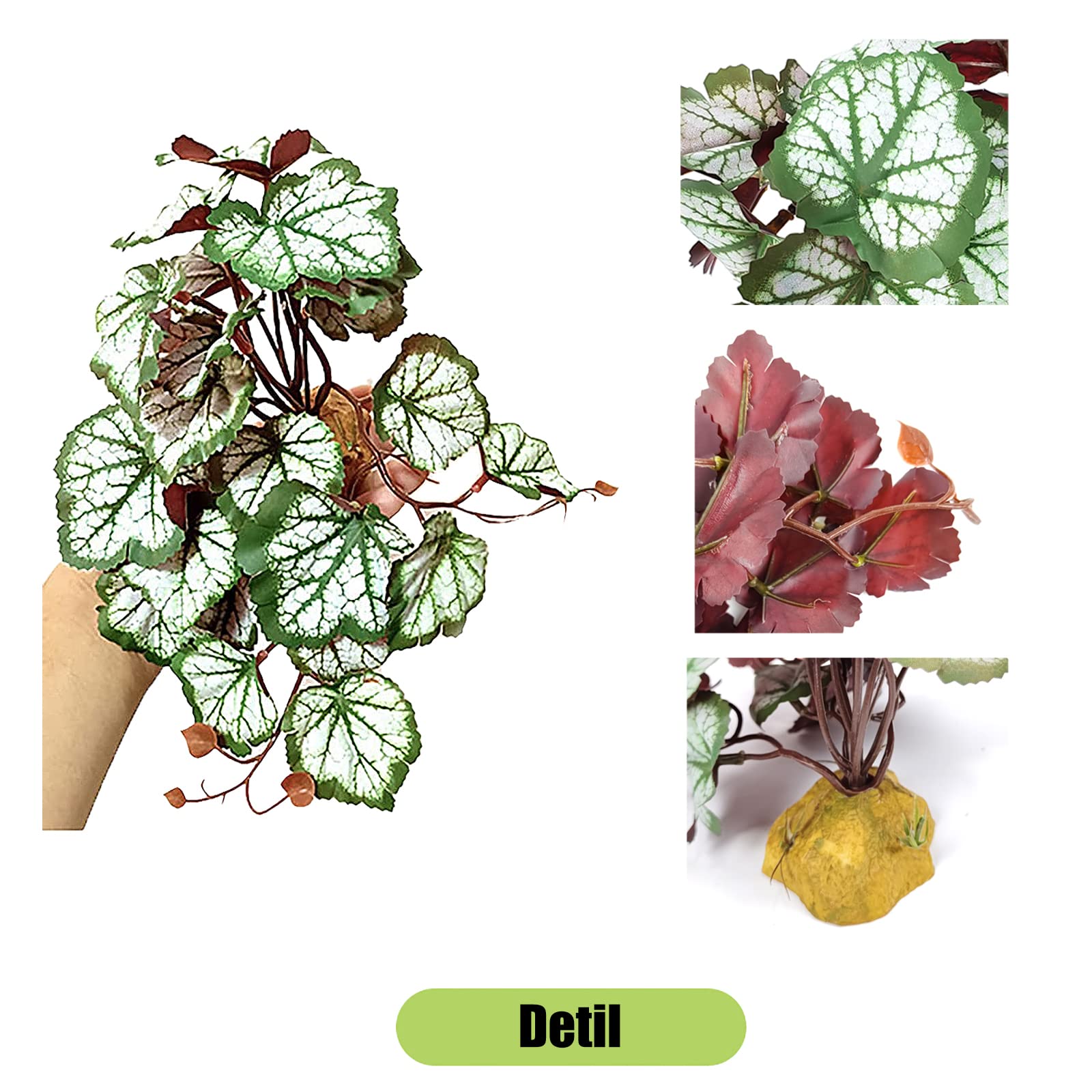 Woyrise reptile artificial plant foliage-detail captures lifelike texture and vibrant greens.