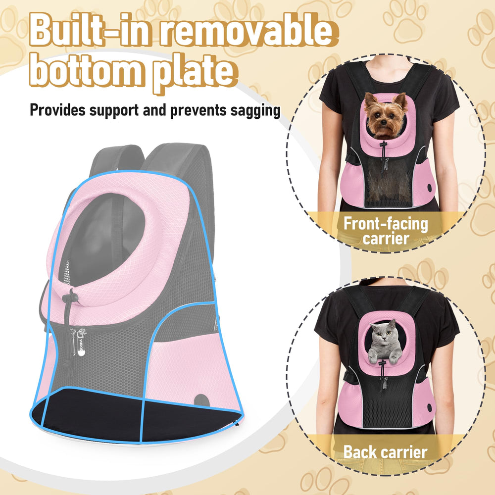 WOYYHO dog carrier backpack with adjustable straps and secure buckles for fit.
