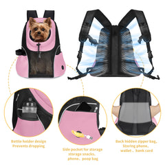 WOYYHO dog carrier backpack right pocket with dispenser and USB-capable storage.