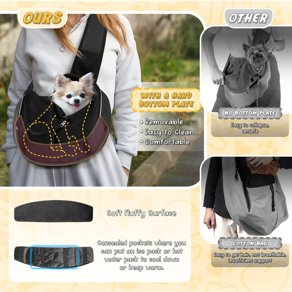 WOYYHO dog sling adjustable-shoulder-straps provide a customized, comfortable fit.