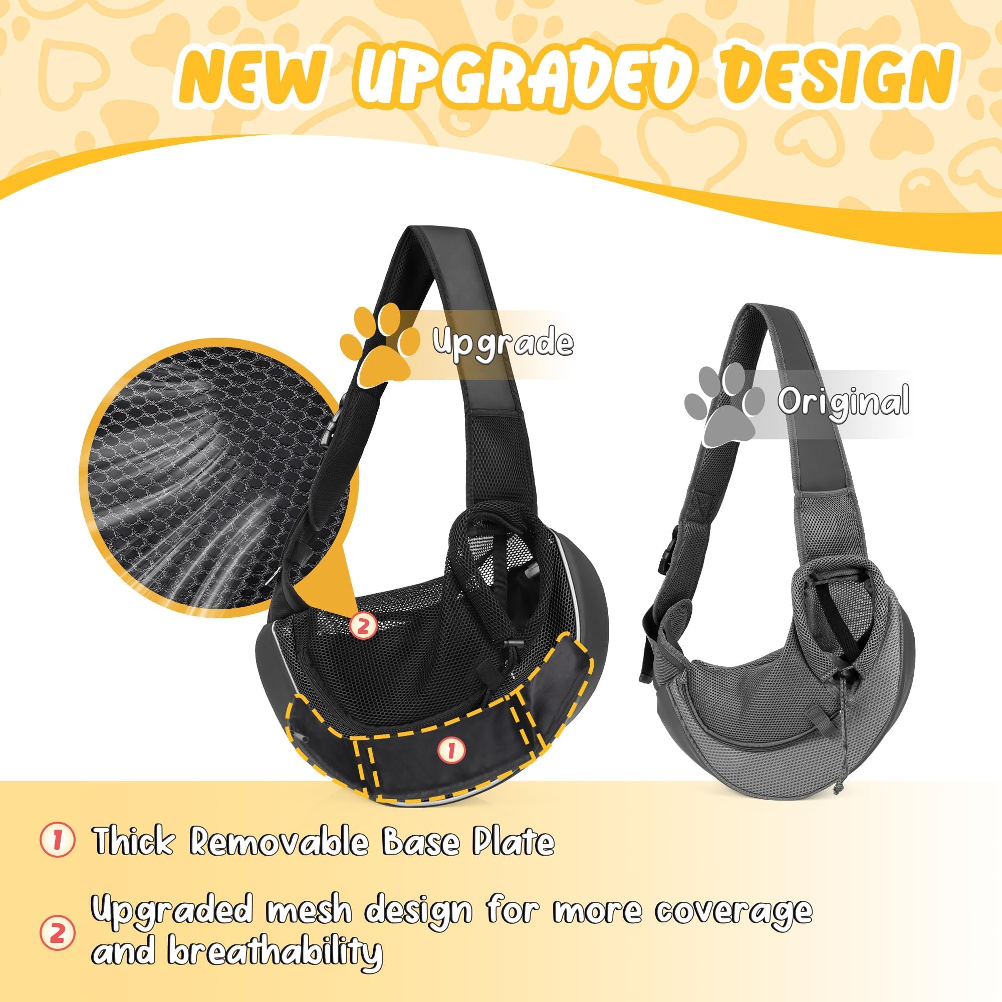 WOYYHO dog sling breathable mesh ensures airflow for comfy summer rides.