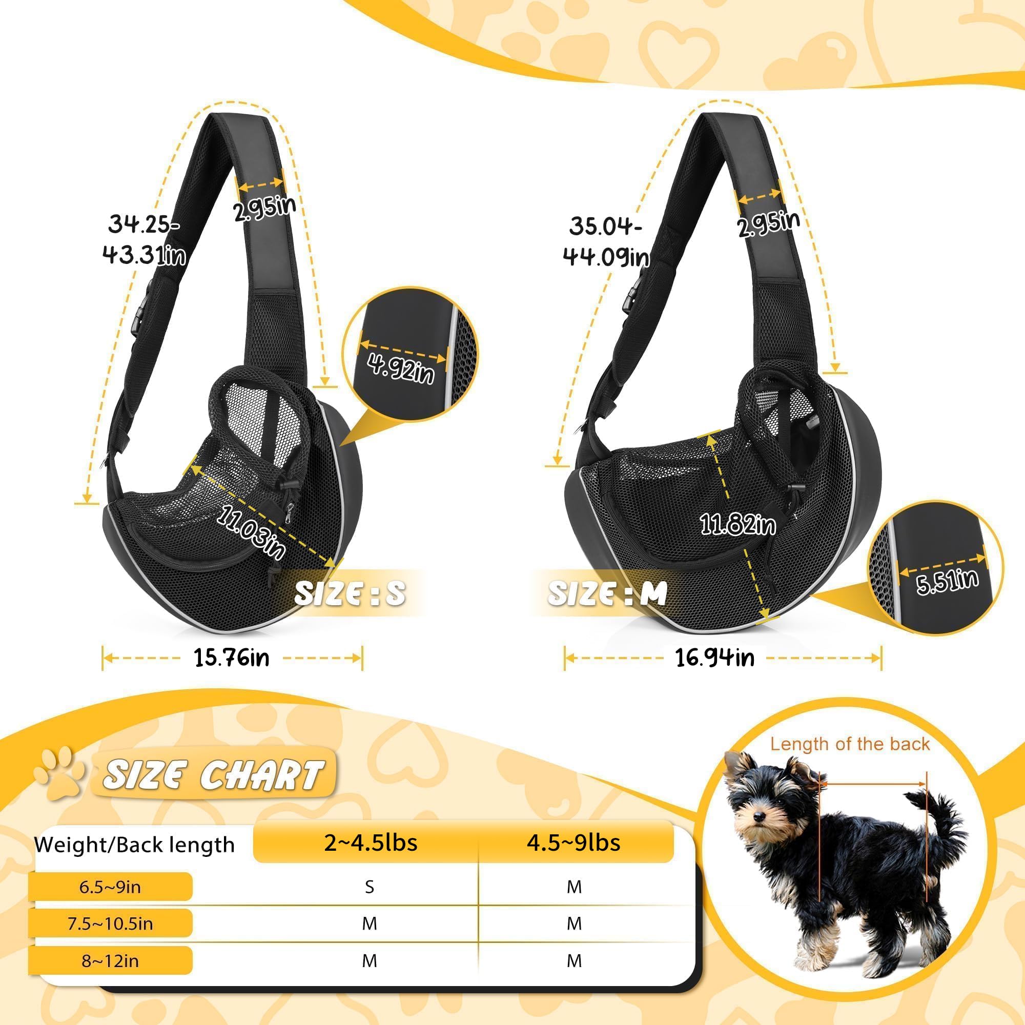WOYYHO dog sling internal-safety-leash helps secure your pet during outings.