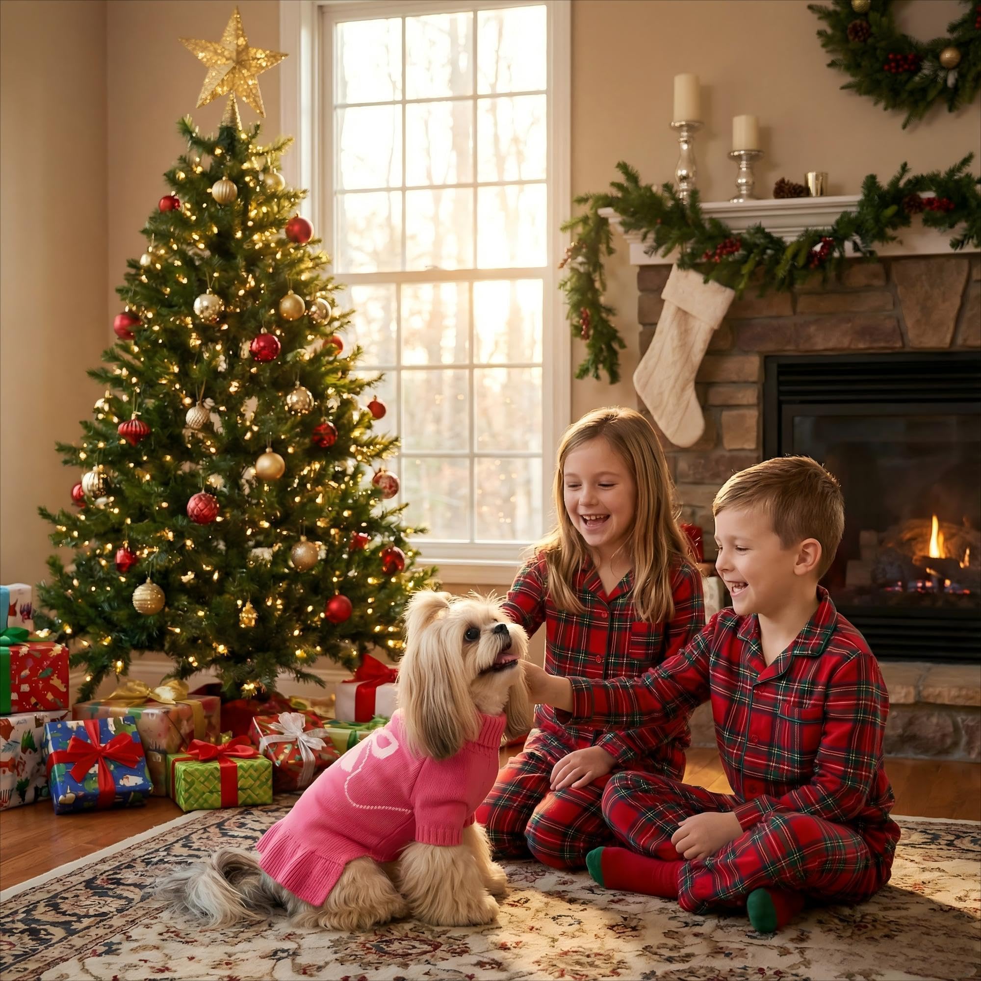 WOYYHO dog sweater dress back view highlighting bow detail