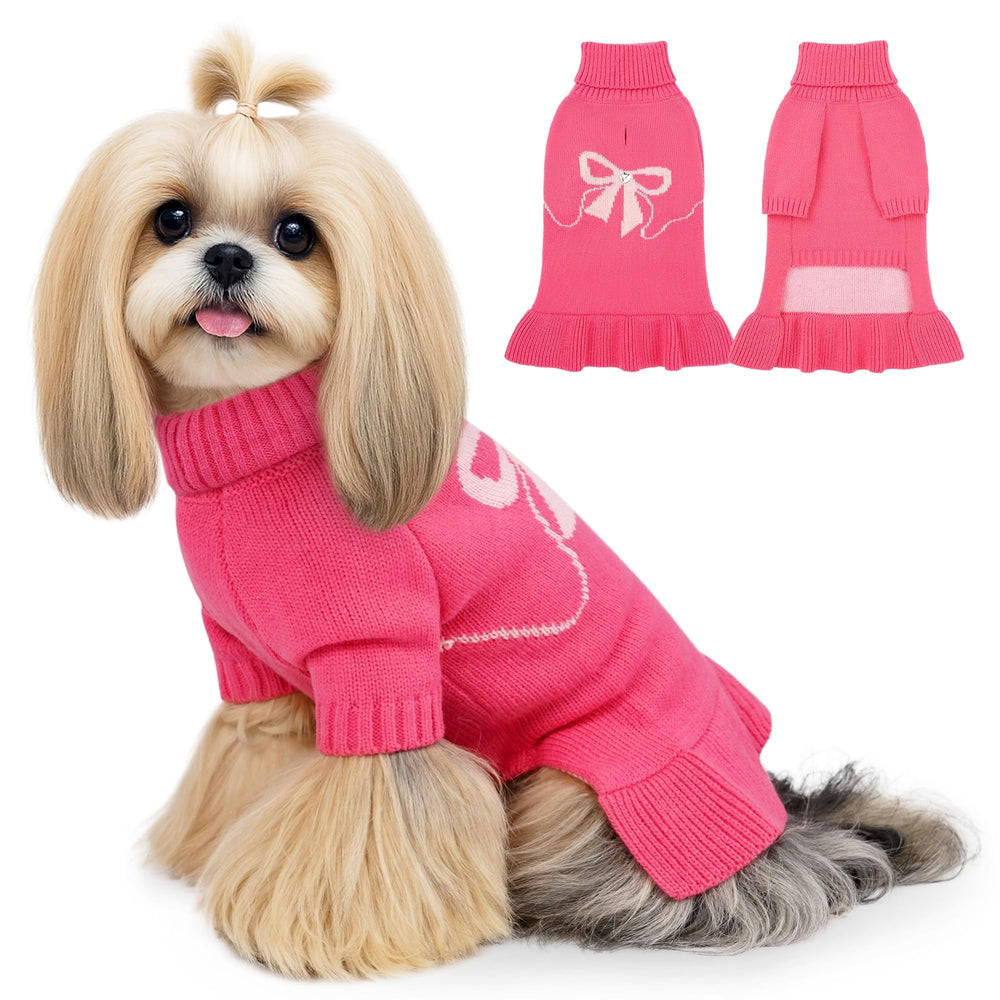 WOYYHO dog sweater dress front view for cozy winter warmth