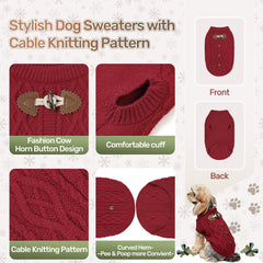 WOYYHO dog sweater red small breed fit ideal for chihuahuas yorkies