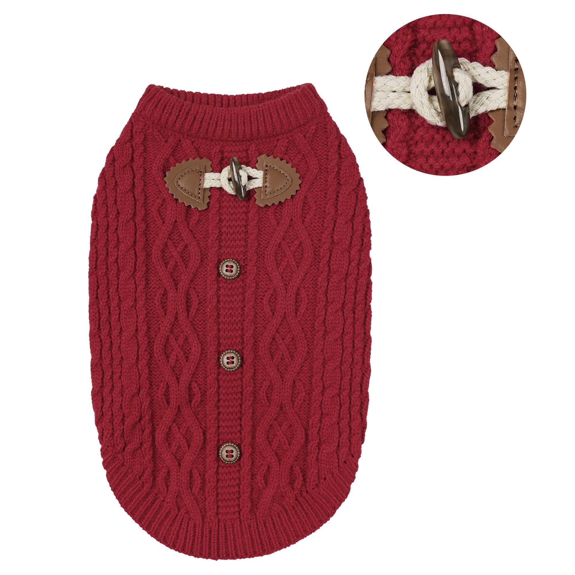 WOYYHO dog sweater red soft acrylic yarn close up texture