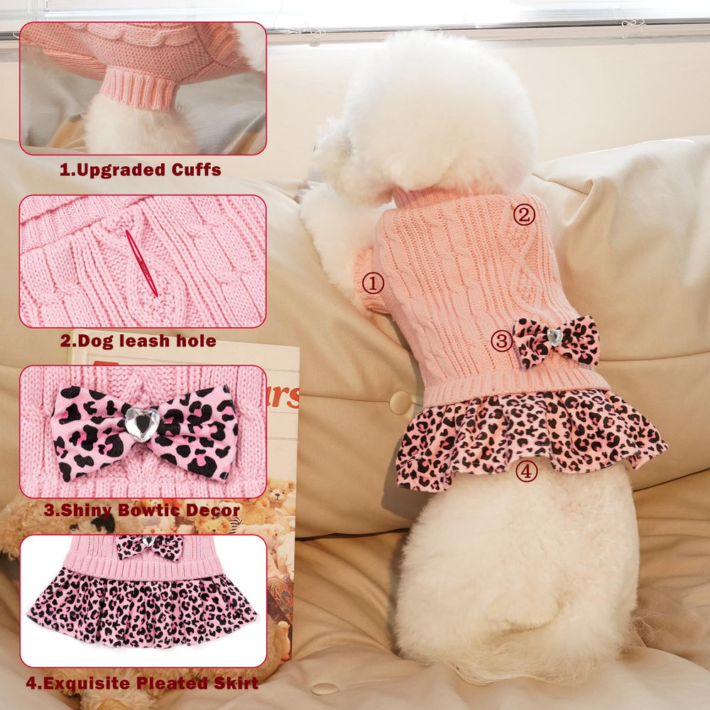WOYYHO dog sweater with turtleneck and leash hole, convenient for walks.