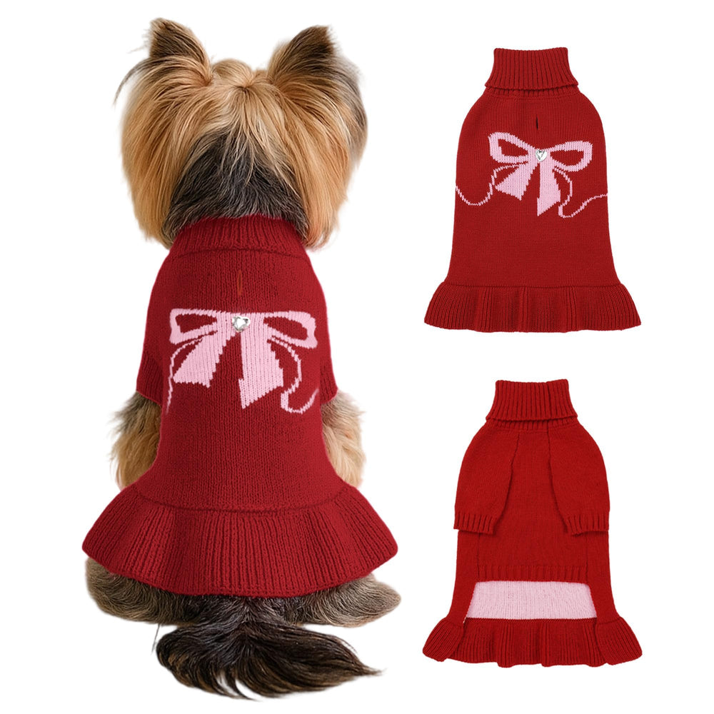 WOYYHO dog sweater warm-knit fabric keeps Maltese comfortable in cold weather.