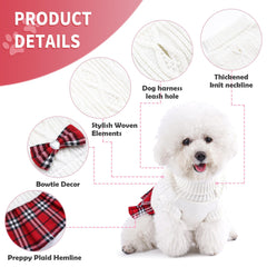 WOYYHO dog sweater with leash hole for easy walks and harness use