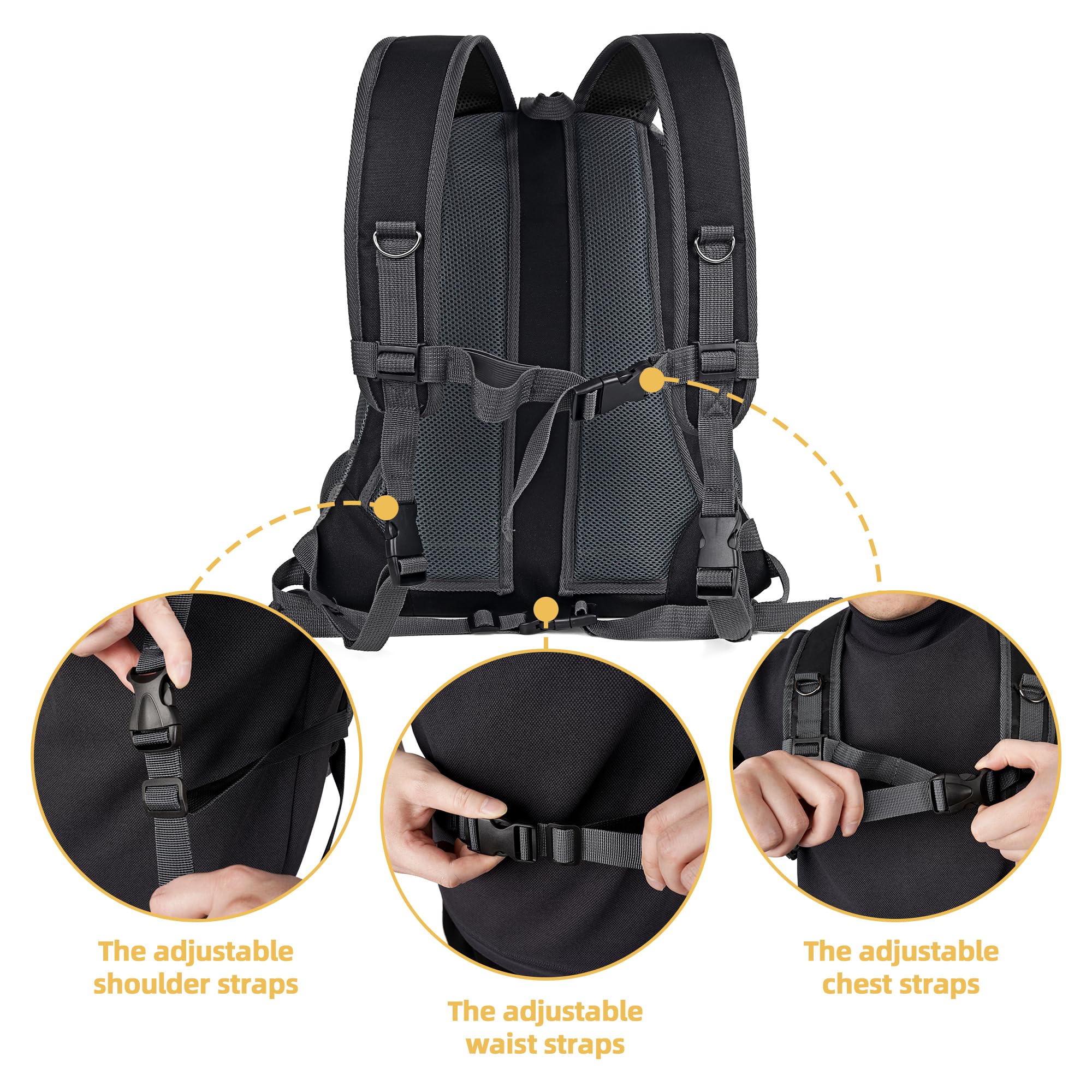 WOYYHO carrier features security leash and safety buckles for secure outings