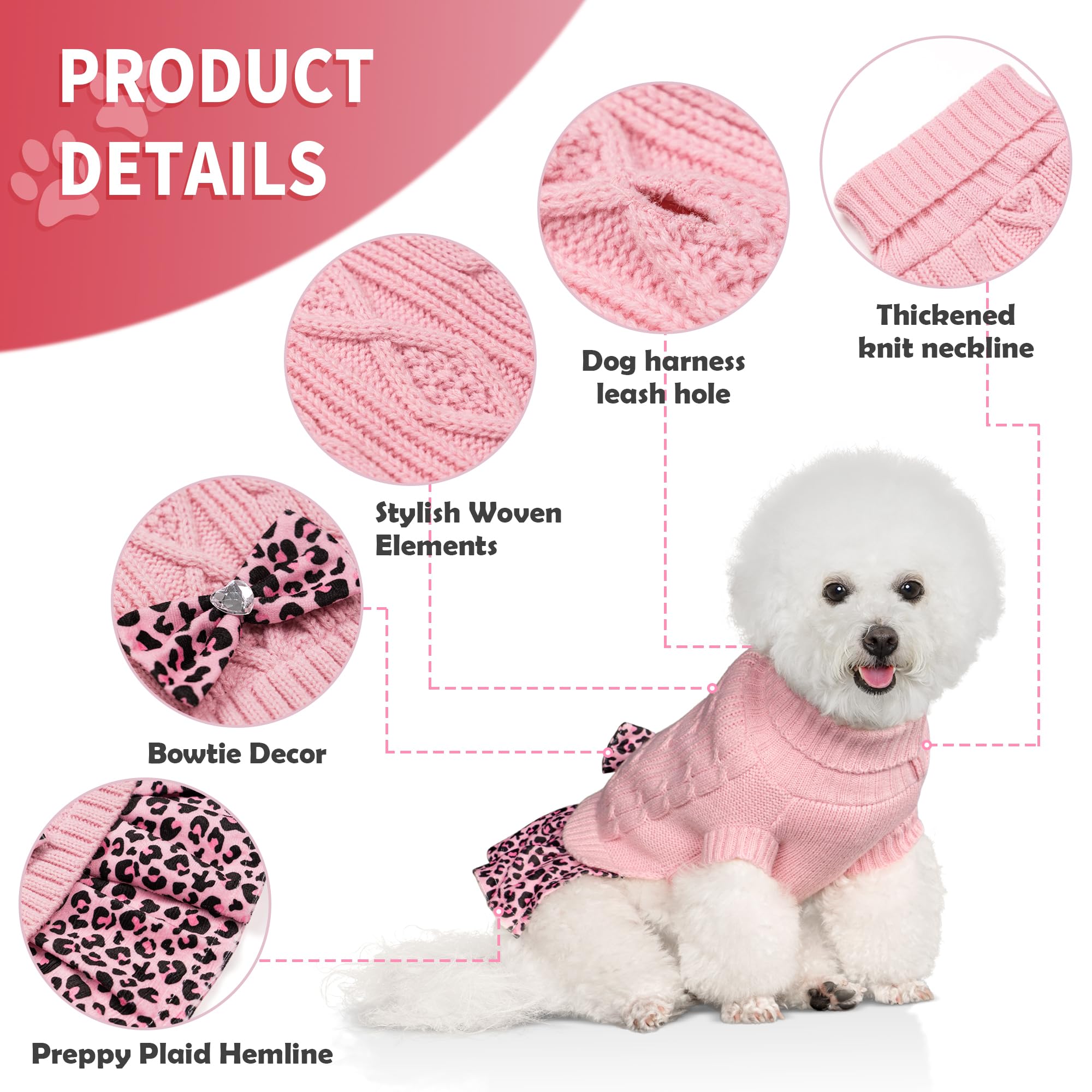 WOYYHO pink leopard pleated skirt detail adds cute flair.