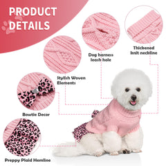 WOYYHO pink leopard pleated skirt detail adds cute flair.