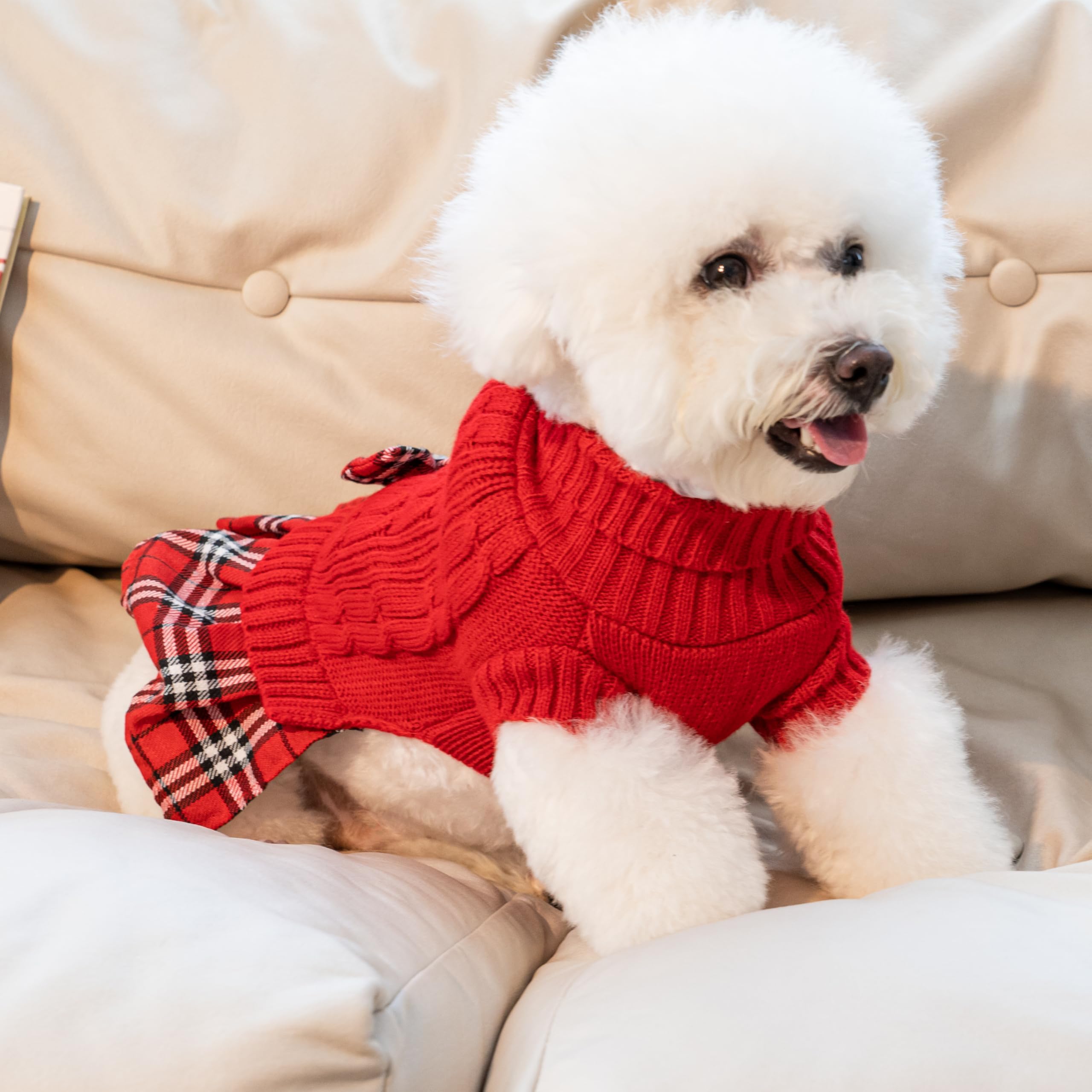 WOYYHO plaid pleated skirt detail adds cute fashion appeal.
